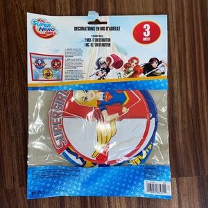 DC SUPER HERO GIRLS HANGING HONEYCOMB DECORATIONS (3) ~ Birthday Party Supplies